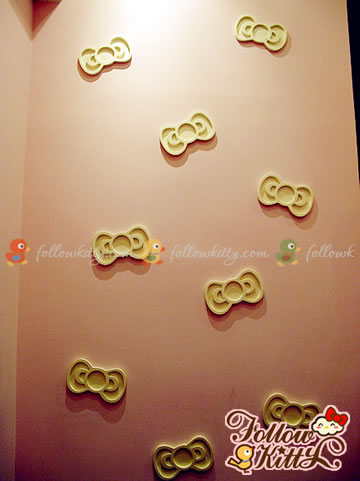 Cute Yellow Kitty Ribbons on the Wall (Hello Kitty Sweets Café)